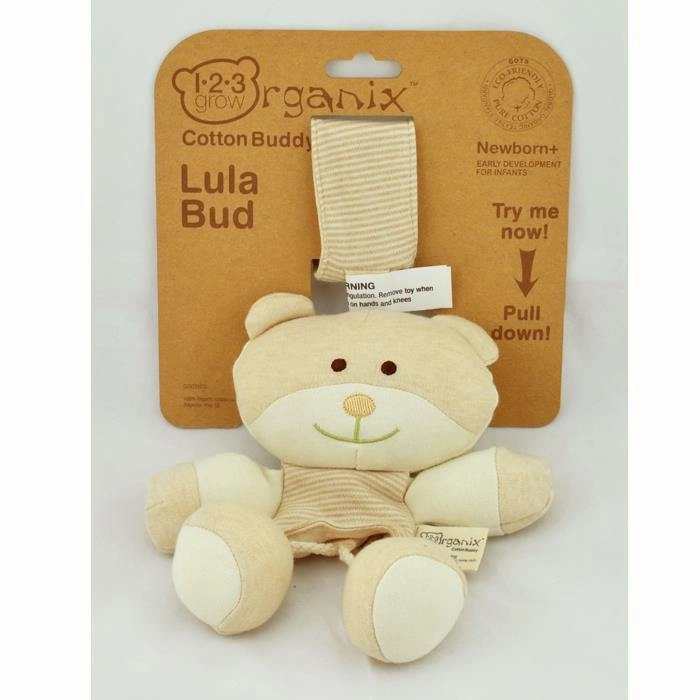 123 Grow Organix Cotton Buddy Pull String Nursery Musical Toy - Bear