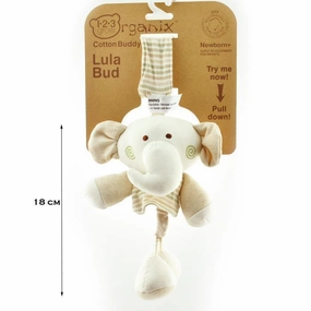 123 Grow Organix Cotton Buddy Pull String Nursery Musical Toy - Elephant