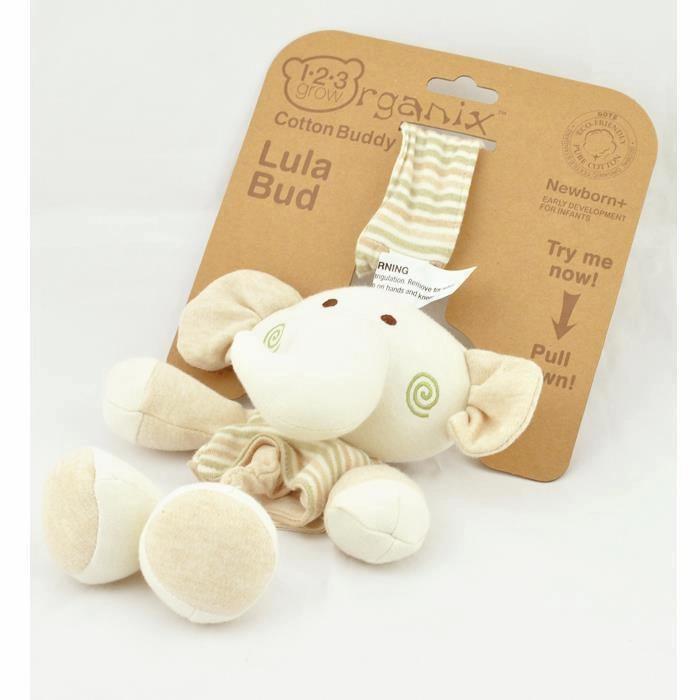 123 Grow Organix Cotton Buddy Pull String Nursery Musical Toy - Elephant