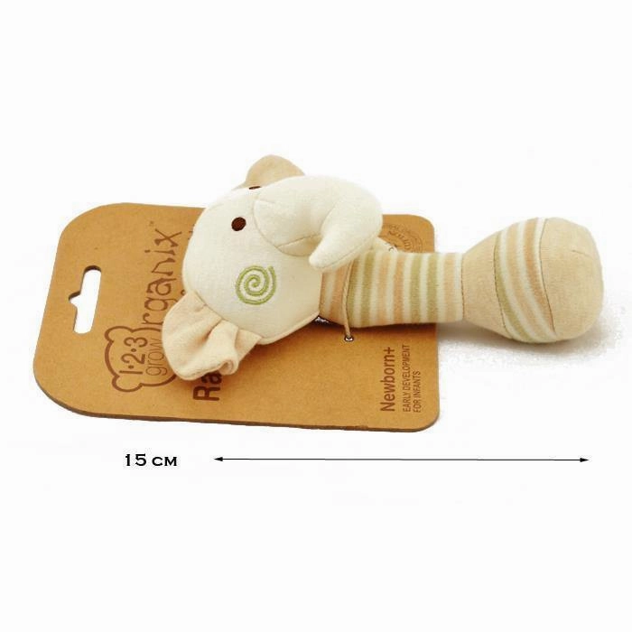 123 Grow Organix Cotton Buddy Rattle - Elephant