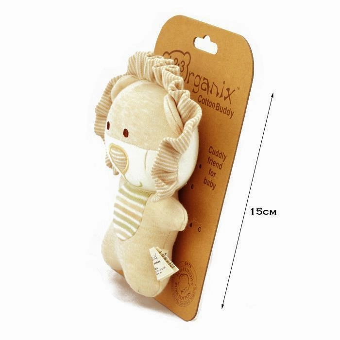 123 Grow Organix Cotton Buddy Squeaky Rattle - Lion