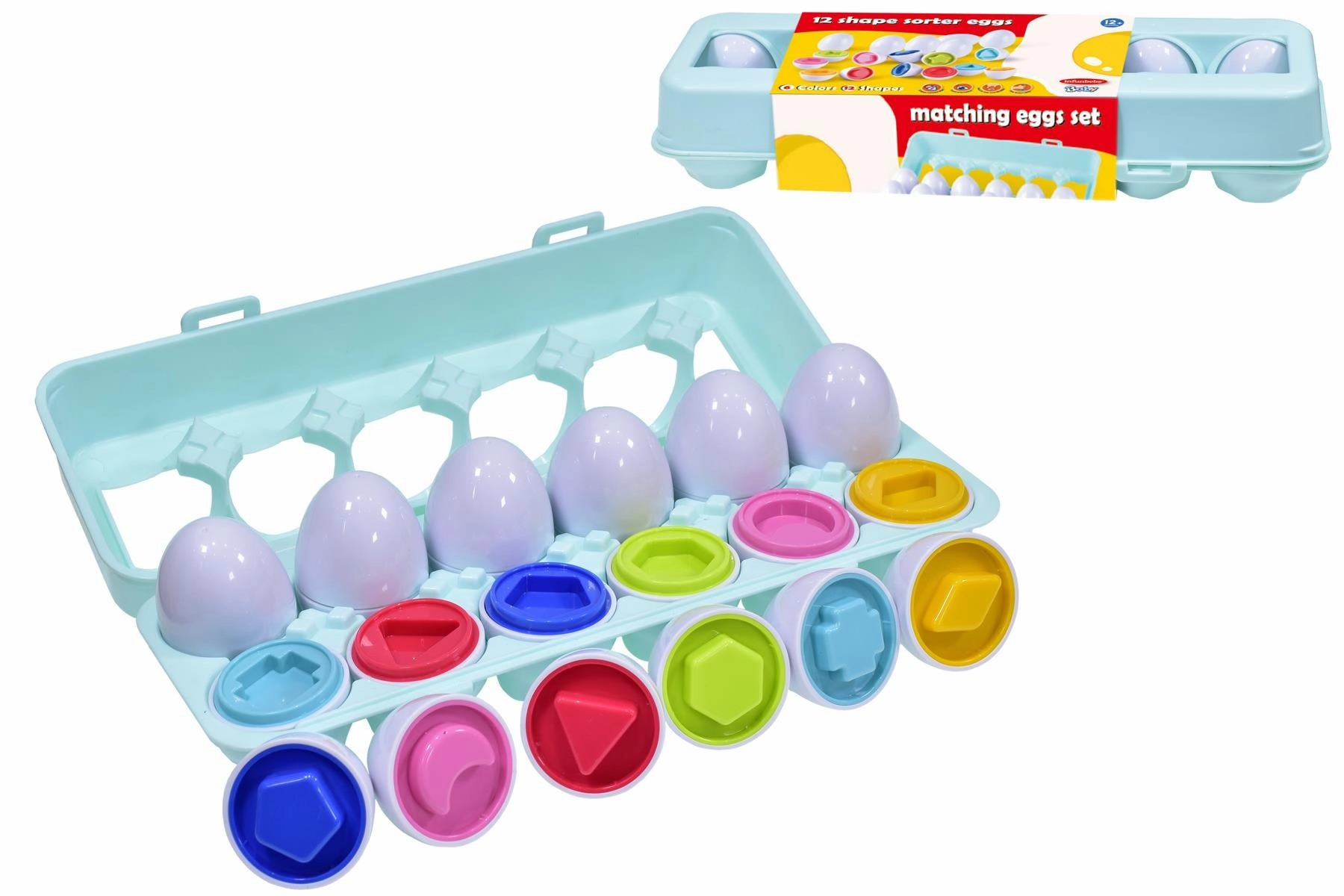 12 Shape Sorter Matching Egg Set Early Development Sensory Toy