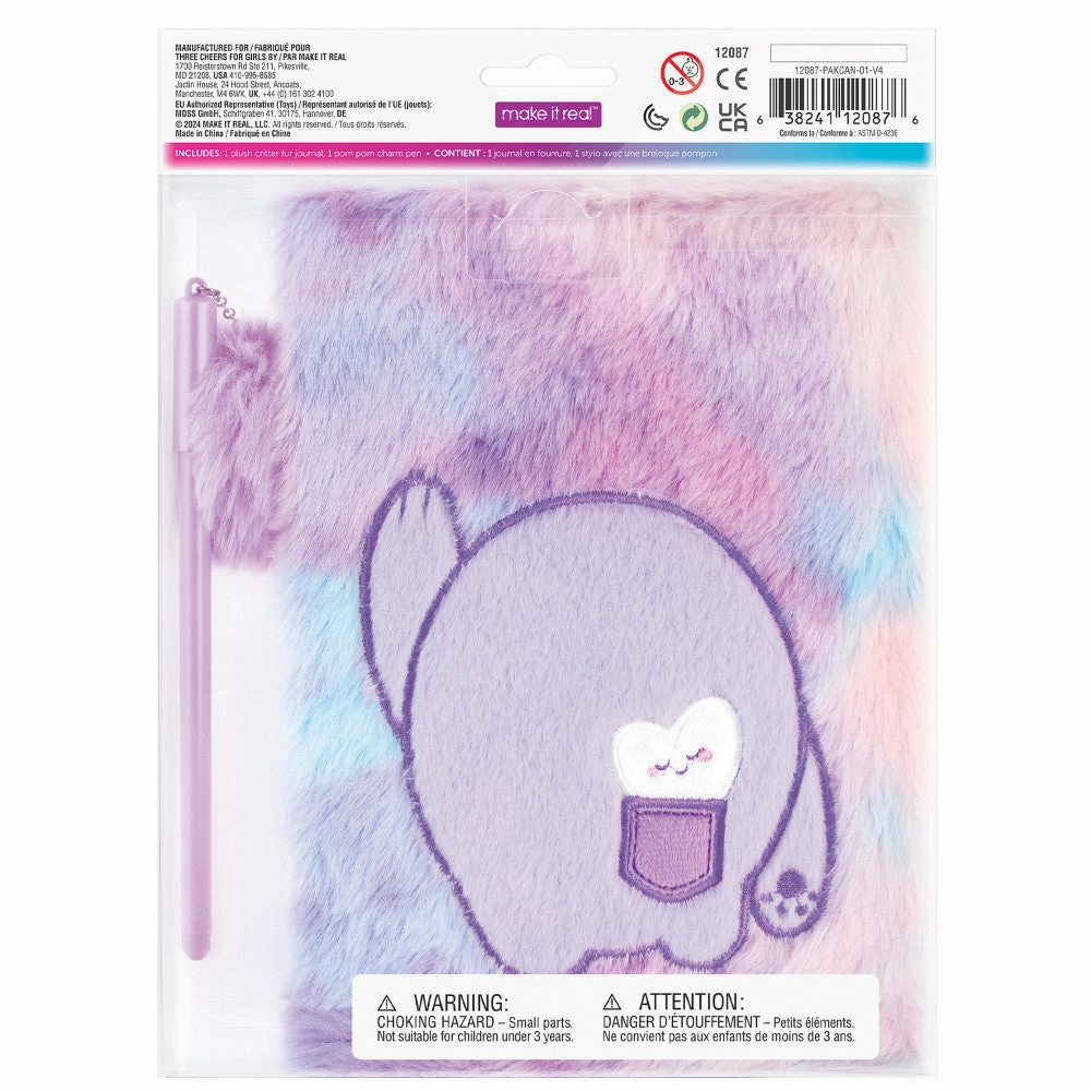 3C4G Imagination Land Wild Style Plush Journal & Pen - Fuzzy Friend - 192 Pages