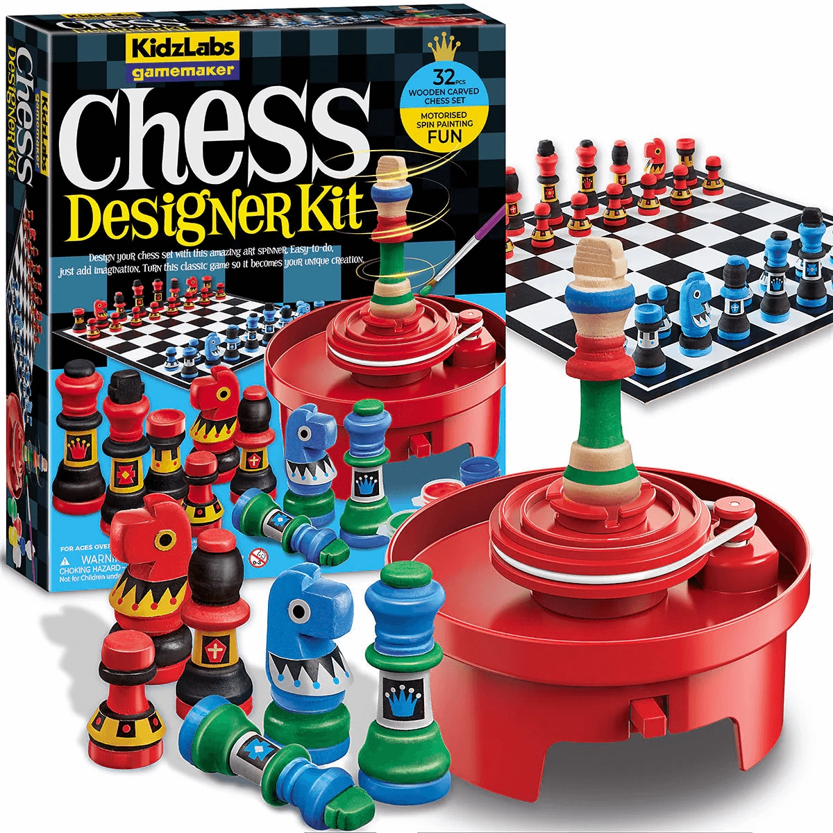 4M KidzLabs Gamemaker Motorised Spin Art Chess Designer for Age 5 & Up