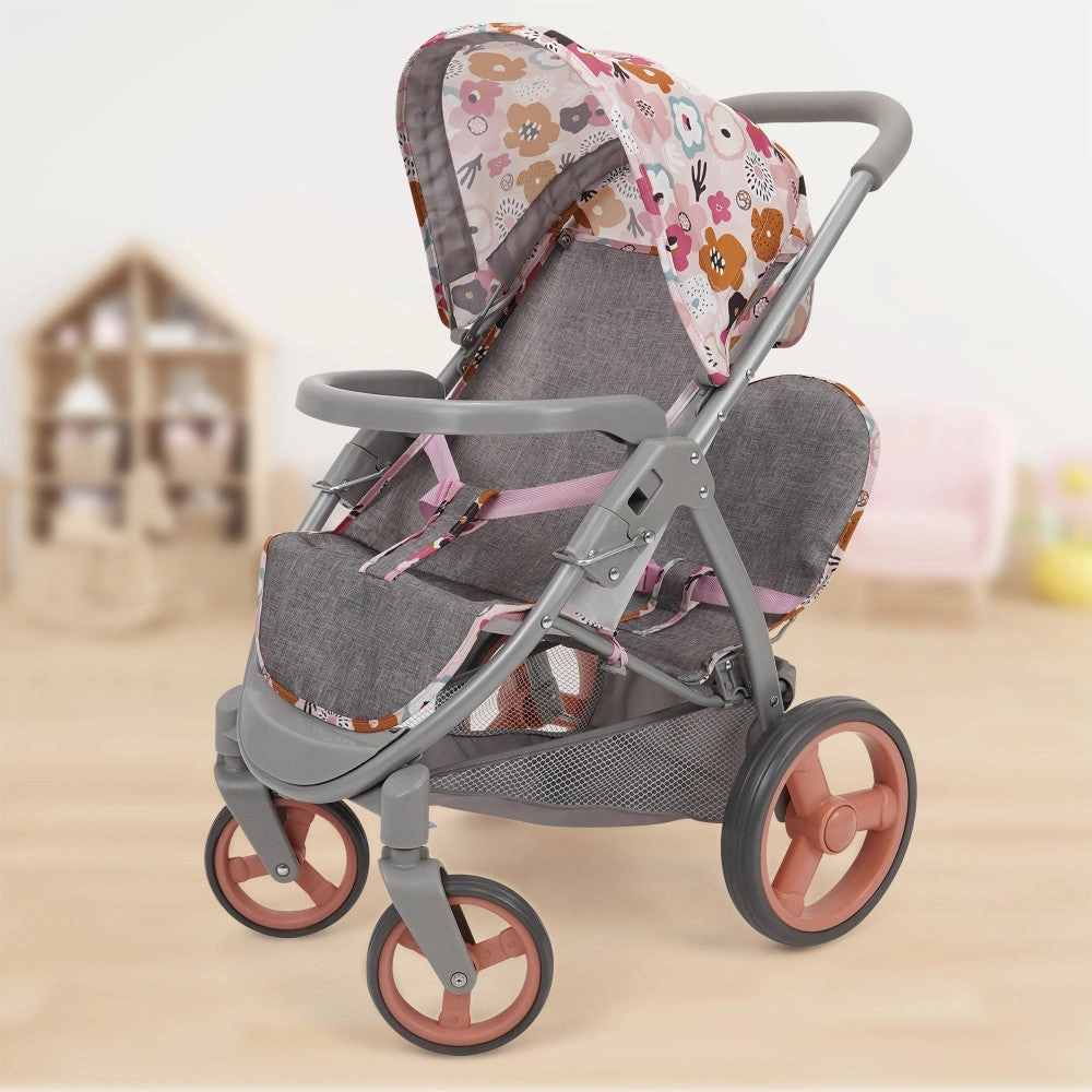 509 Crew Mabelle Duo Twin Doll Stroller - Melange Flora, Ages 3 