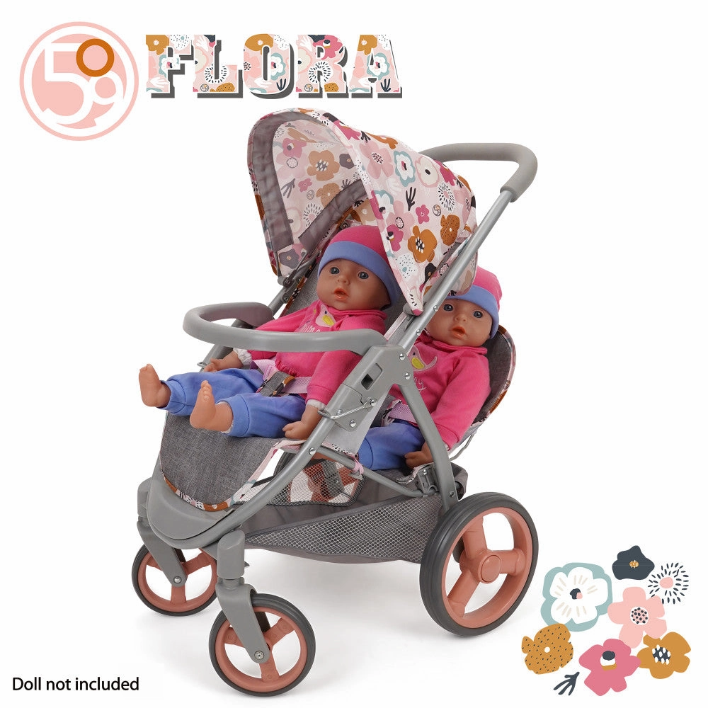 509 Crew Mabelle Duo Twin Doll Stroller - Melange Flora, Ages 3 