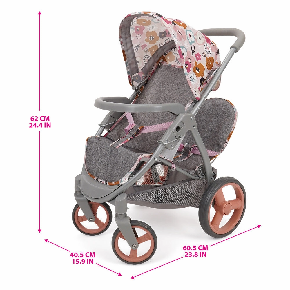 509 Crew Mabelle Duo Twin Doll Stroller - Melange Flora, Ages 3 