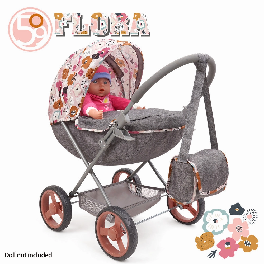 509 Crew Melange Flora Deluxe Doll Pram with Matching Shoulder Bag
