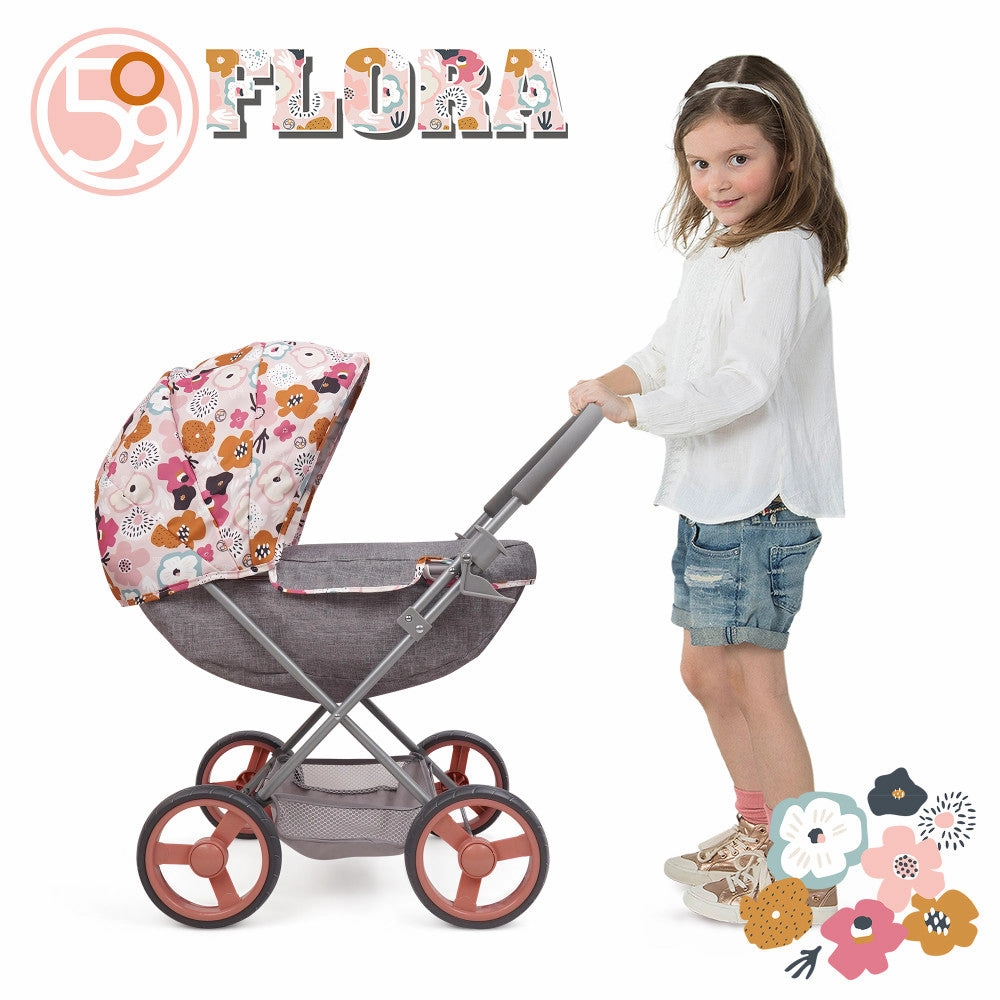 509 Crew Melange Flora Deluxe Doll Pram with Matching Shoulder Bag