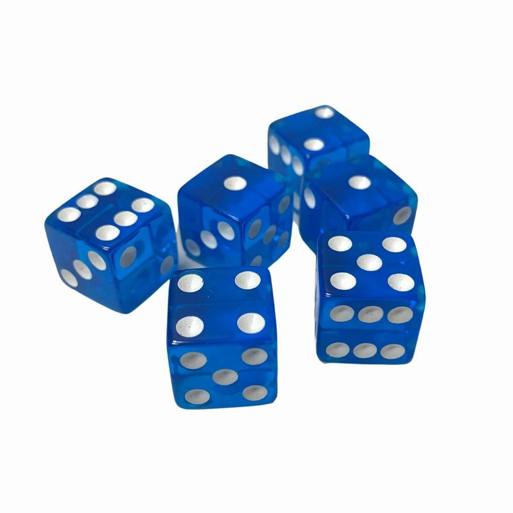 6 Blue Transparent Dice