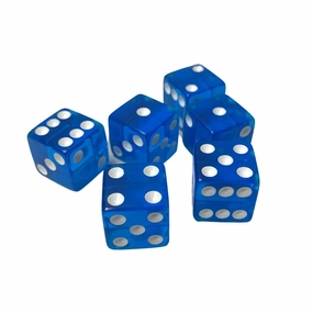6 Blue Transparent Dice