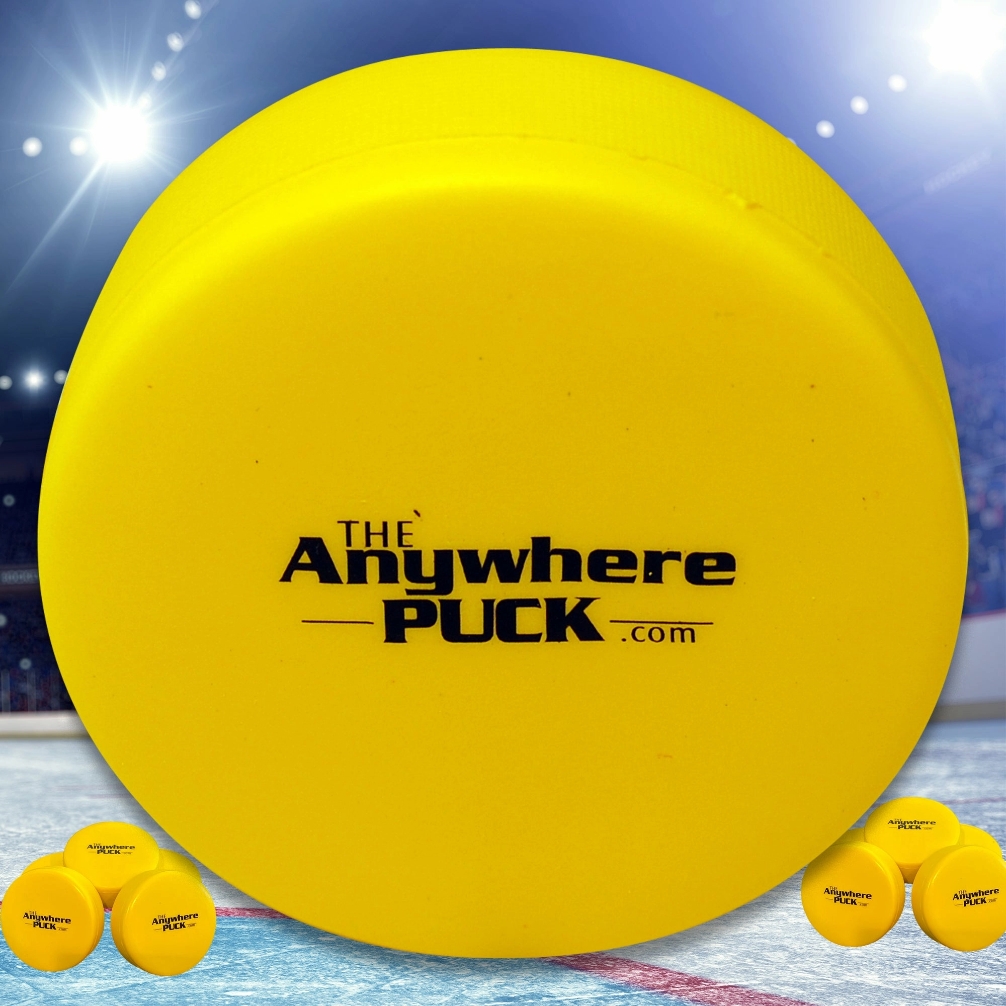 Anywhere Sports The Anywhere Puck 6-Pack Yellow Foam Hockey Training Set for Kids