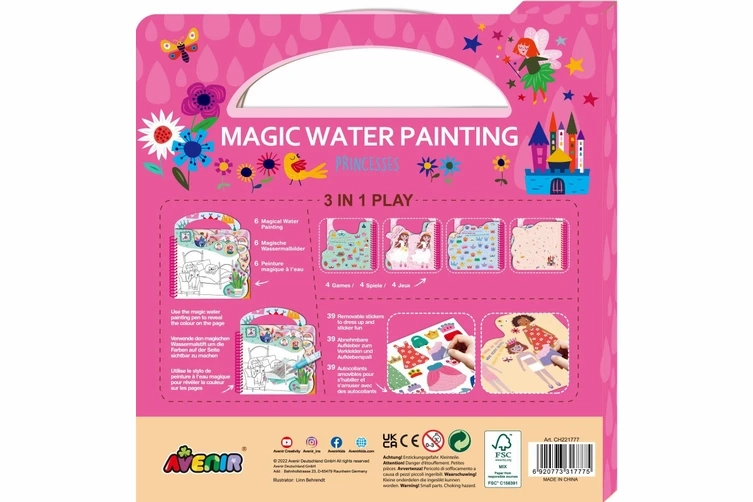 Avenir 3 In 1 Play Book Magic Water Painting Princesses