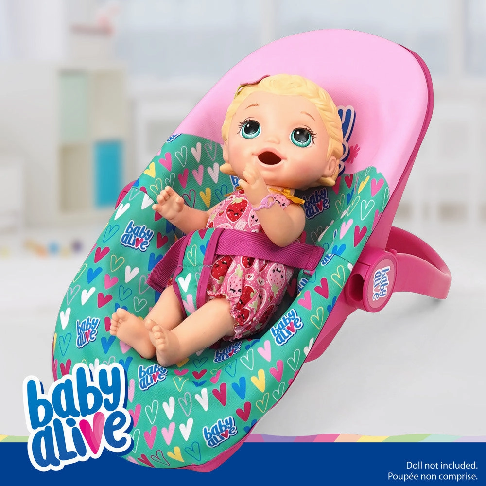 Baby Alive Deluxe Doll Car Seat - Multi-Function, Pink & Green Hearts