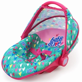 Baby Alive Deluxe Doll Car Seat - Multi-Function, Pink & Green Hearts