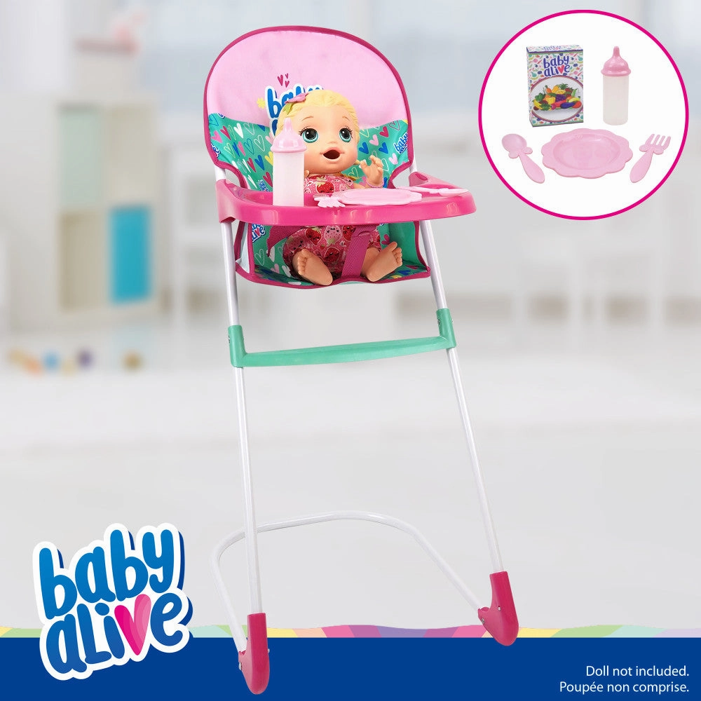 Baby Alive Travel N' Feed Playset - Pink and Green Hearts - 7pcs