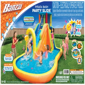 Banzai Inflatable Piata Bash Water Slide Park with Quick Inflation