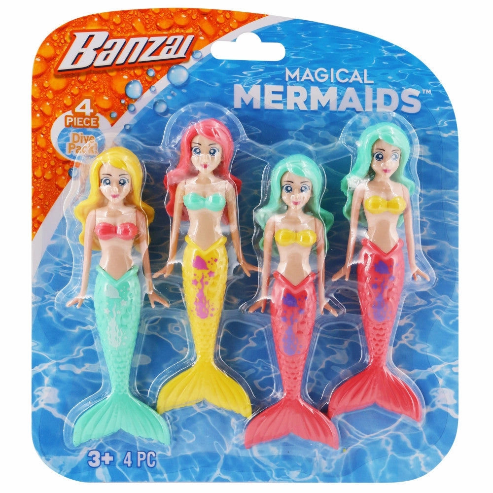 Banzai Mermaid Dive Set - 4 Piece Water Pool Toy Collection