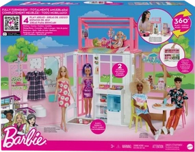 Barbie 2-Storey Fold & Go Dollhouse Playset