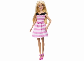 Barbie 65th Anniversary Fashion Doll - Blonde Hair with Pink Striped Dress