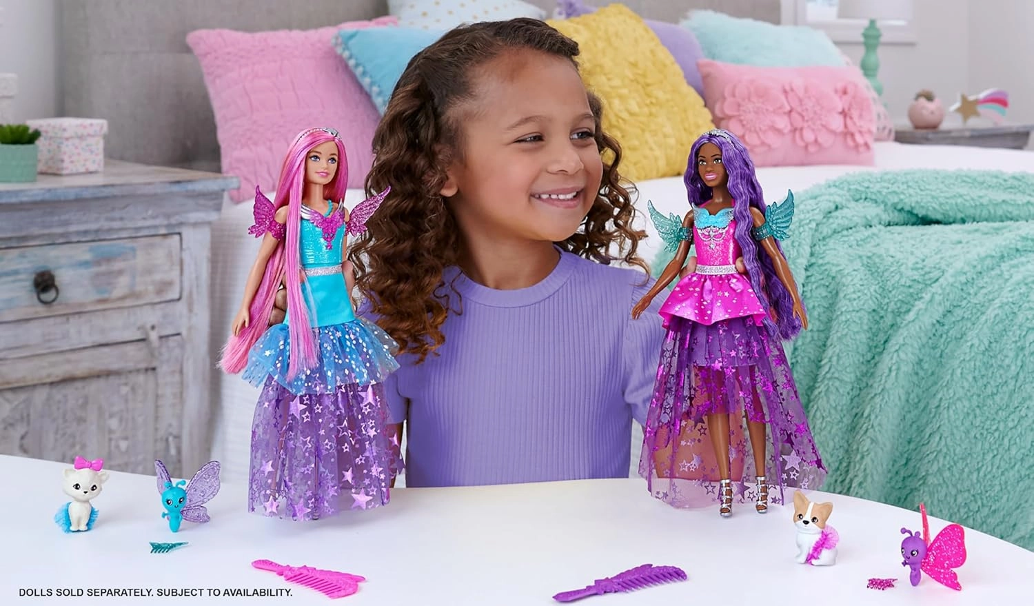 Barbie 7-Inch Long Hair Brooklyn Doll With 2 Fantasy Pets & Dress, From A Touch Of Magic For Kids Ages 3 