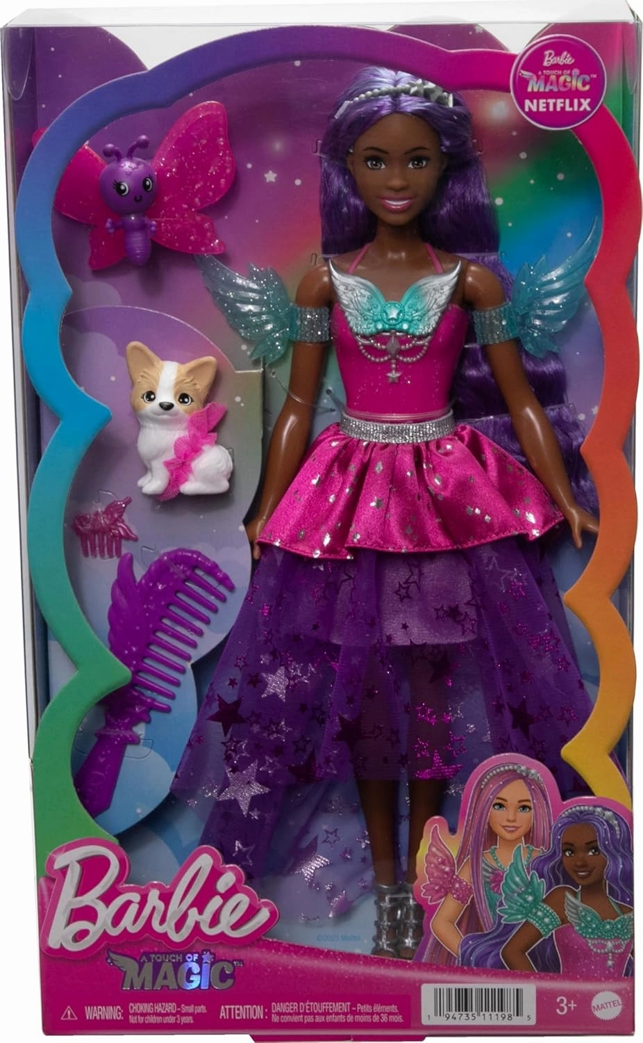 Barbie 7-Inch Long Hair Brooklyn Doll With 2 Fantasy Pets & Dress, From A Touch Of Magic For Kids Ages 3 