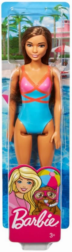 Barbie Beach Doll - Blue/Pink/Orange Swimsuit