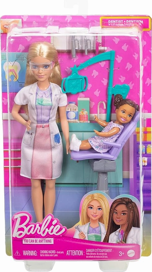 Barbie Dentist Doll With Blonde Fashion Doll, 1 Kid Doll, Medical Doctor Furniture & Accessories For Kids Ages 3 