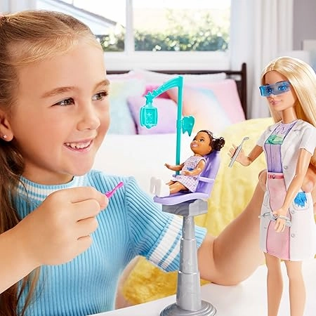 Barbie Dentist Doll With Blonde Fashion Doll, 1 Kid Doll, Medical Doctor Furniture & Accessories For Kids Ages 3 
