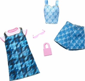 Barbie Fashion 2-Pack, Blue Denim Dress, Top, And Shorts, Pink Sunglasses And Purse