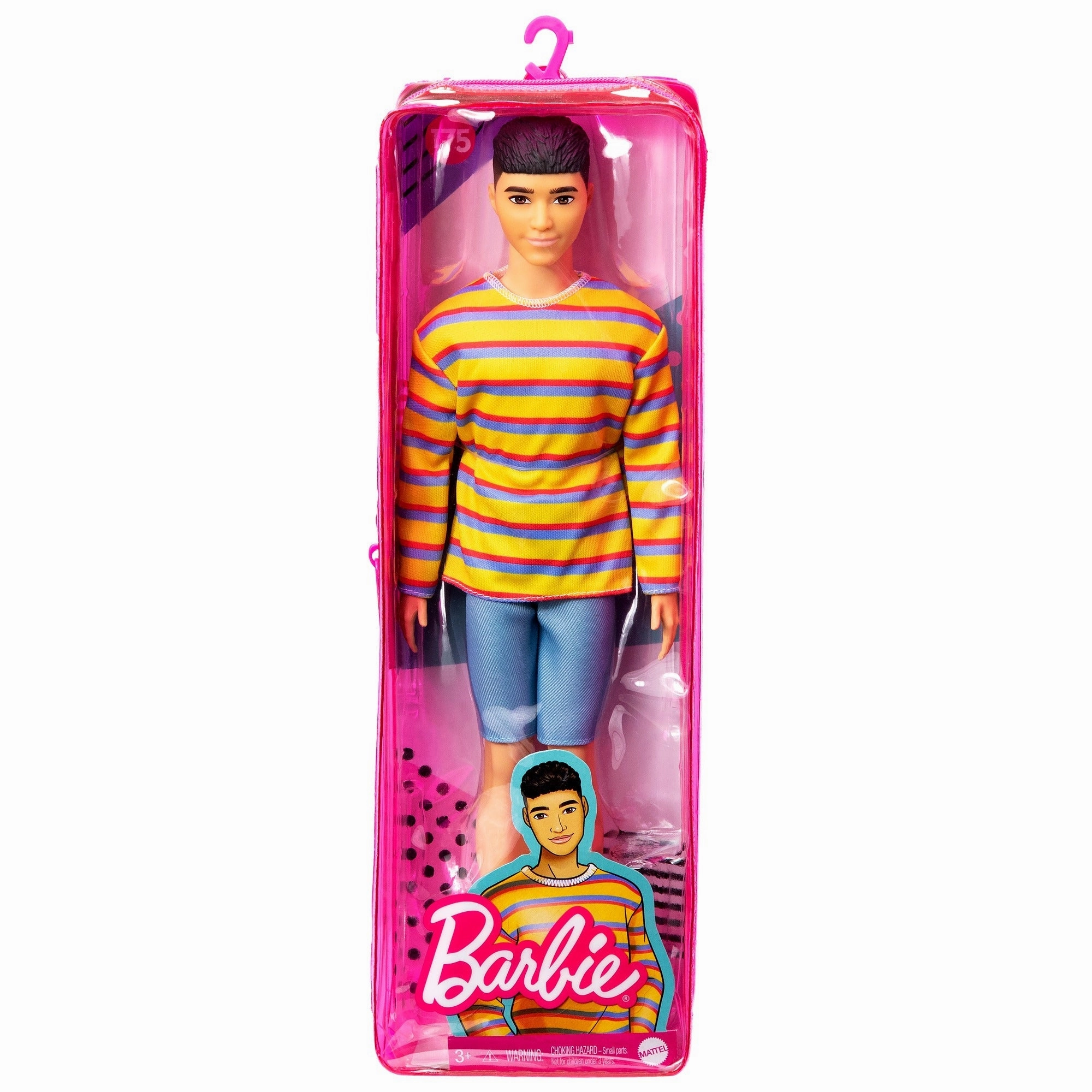 Barbie Fashionista Ken Doll - 175 Mustard Shirt With Blue And Red Stripes