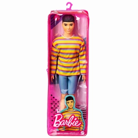 Barbie Fashionista Ken Doll - 175 Mustard Shirt With Blue And Red Stripes