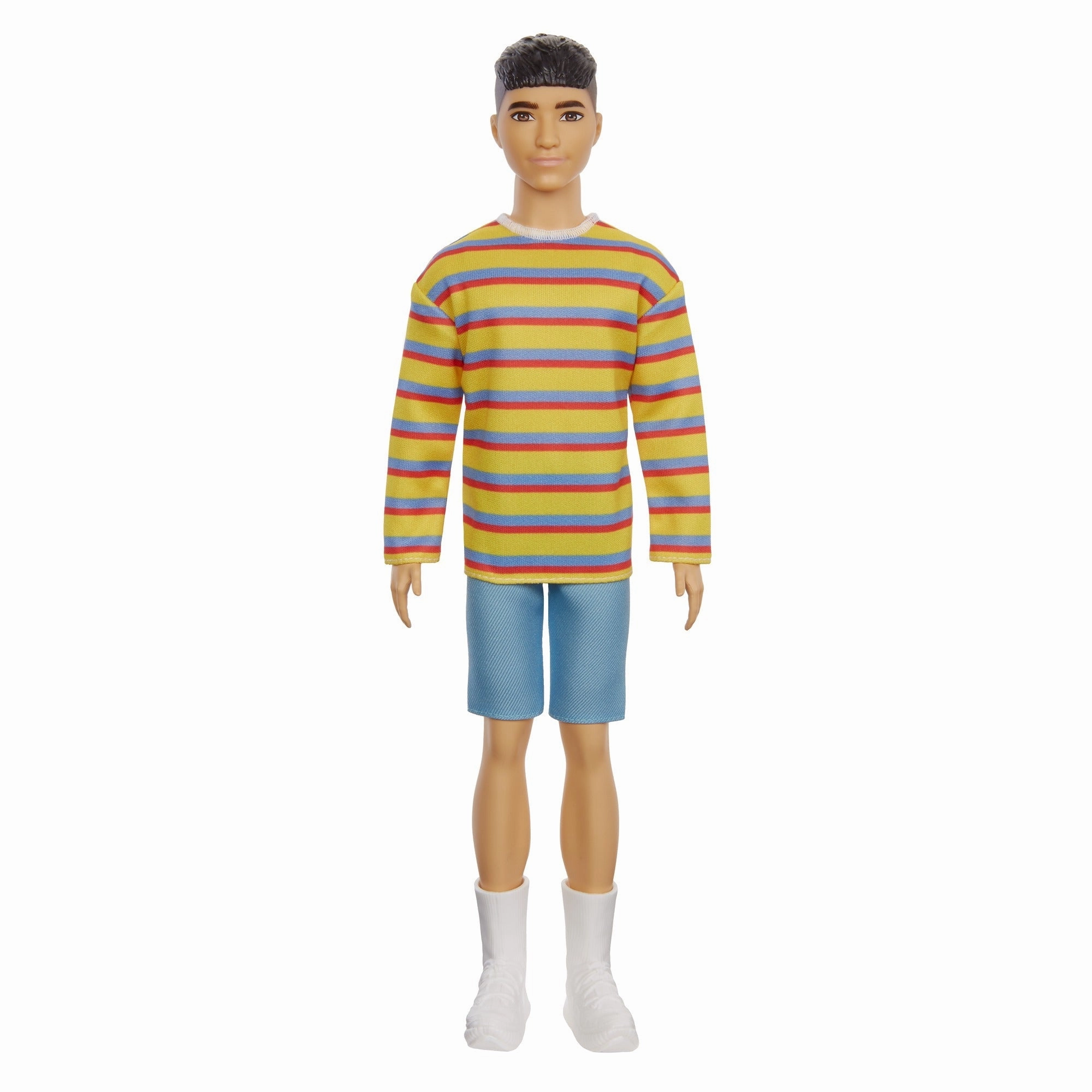 Barbie Fashionista Ken Doll - 175 Mustard Shirt With Blue And Red Stripes