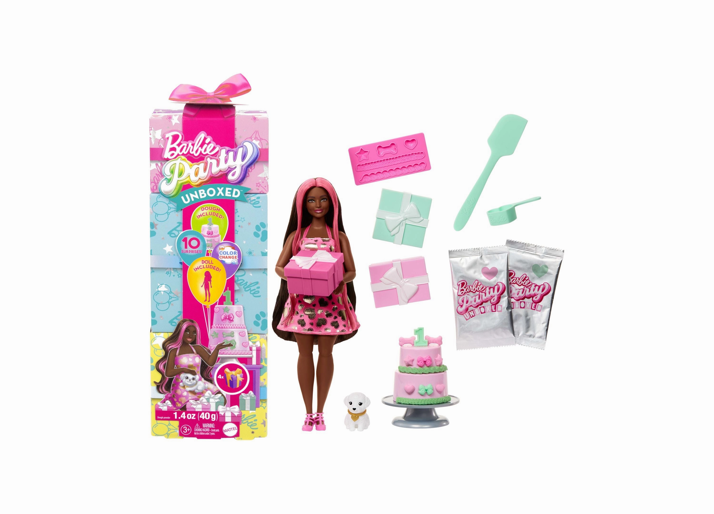 Barbie Party Unboxed Pet Birthday Series Doll & Accessories - Shimmerin Hearts Set