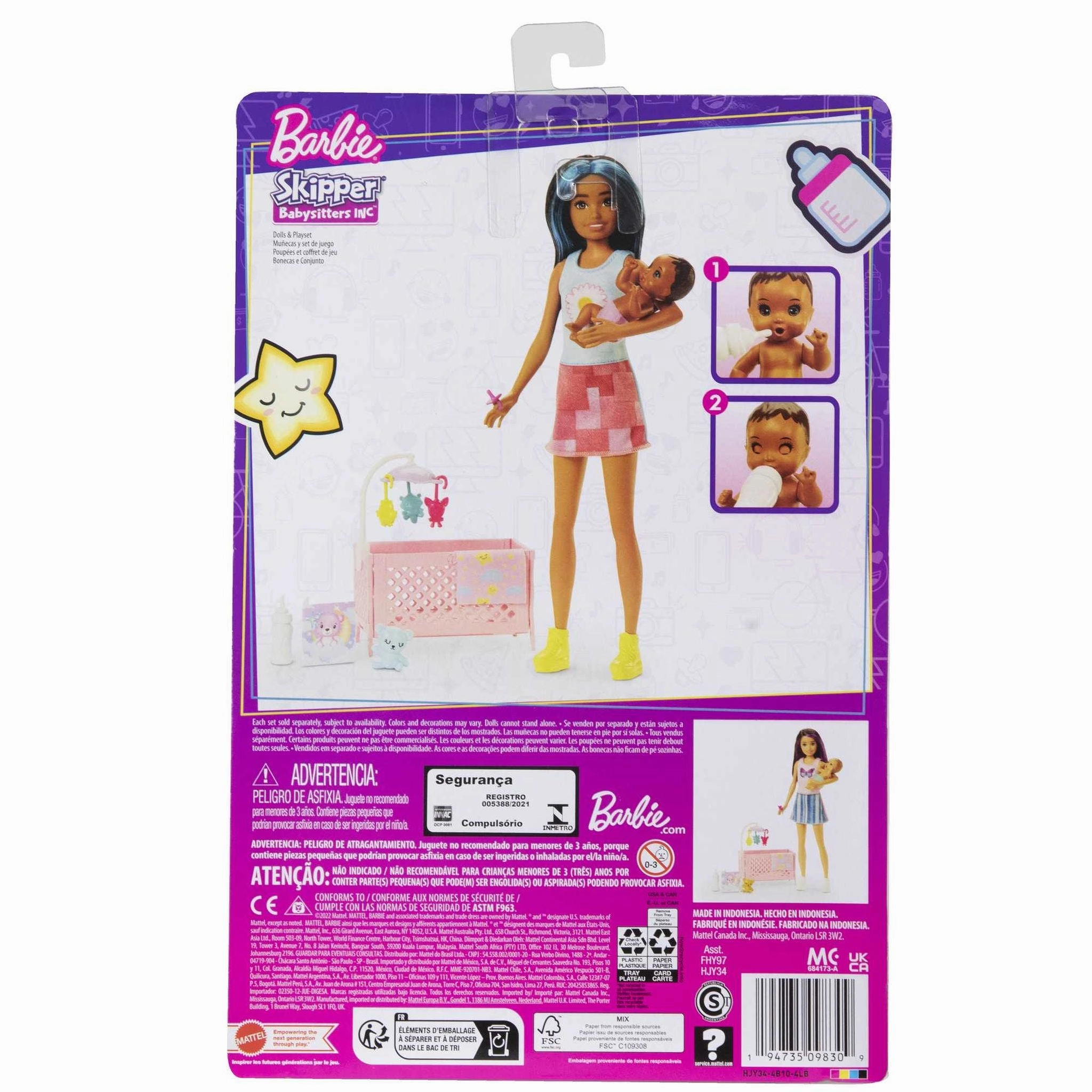 Barbie Skipper Babysitters Inc. Doll & Accessory - Blue/Black Hair & Crib