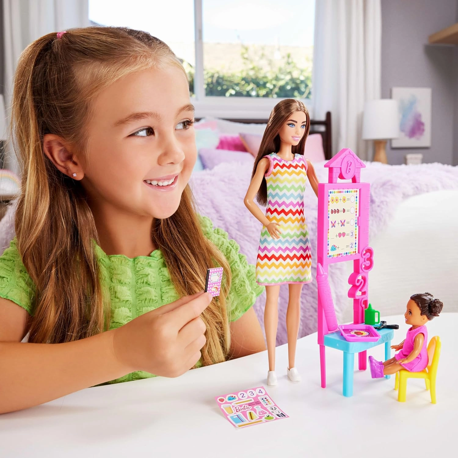 Barbie Teacher Doll With Brunette Fashion Doll, 1 Toddler Doll, & Teaching Accessories For Kids Ages 3 