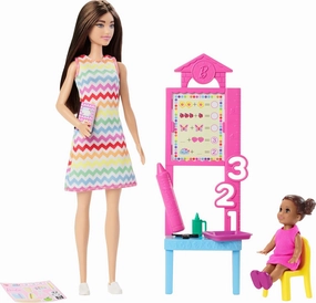 Barbie Teacher Doll With Brunette Fashion Doll, 1 Toddler Doll, & Teaching Accessories For Kids Ages 3 