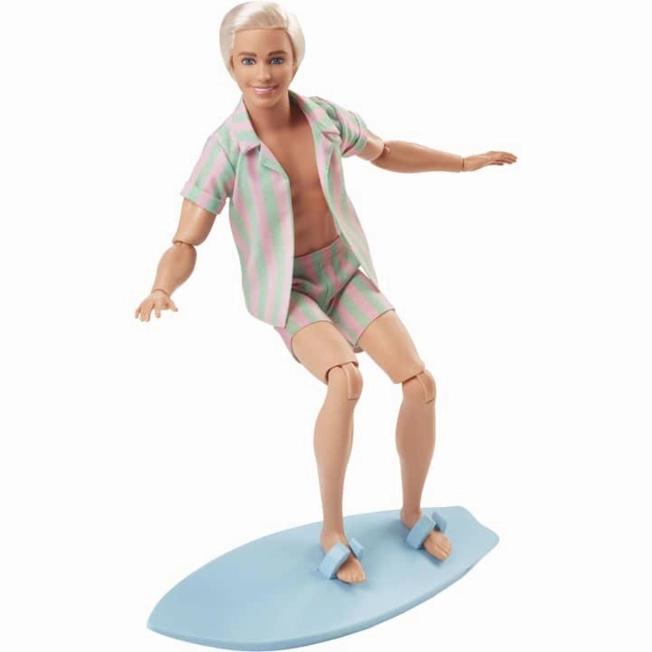Barbie The Movie Ken Doll In Pastel Striped Beach Matching Set