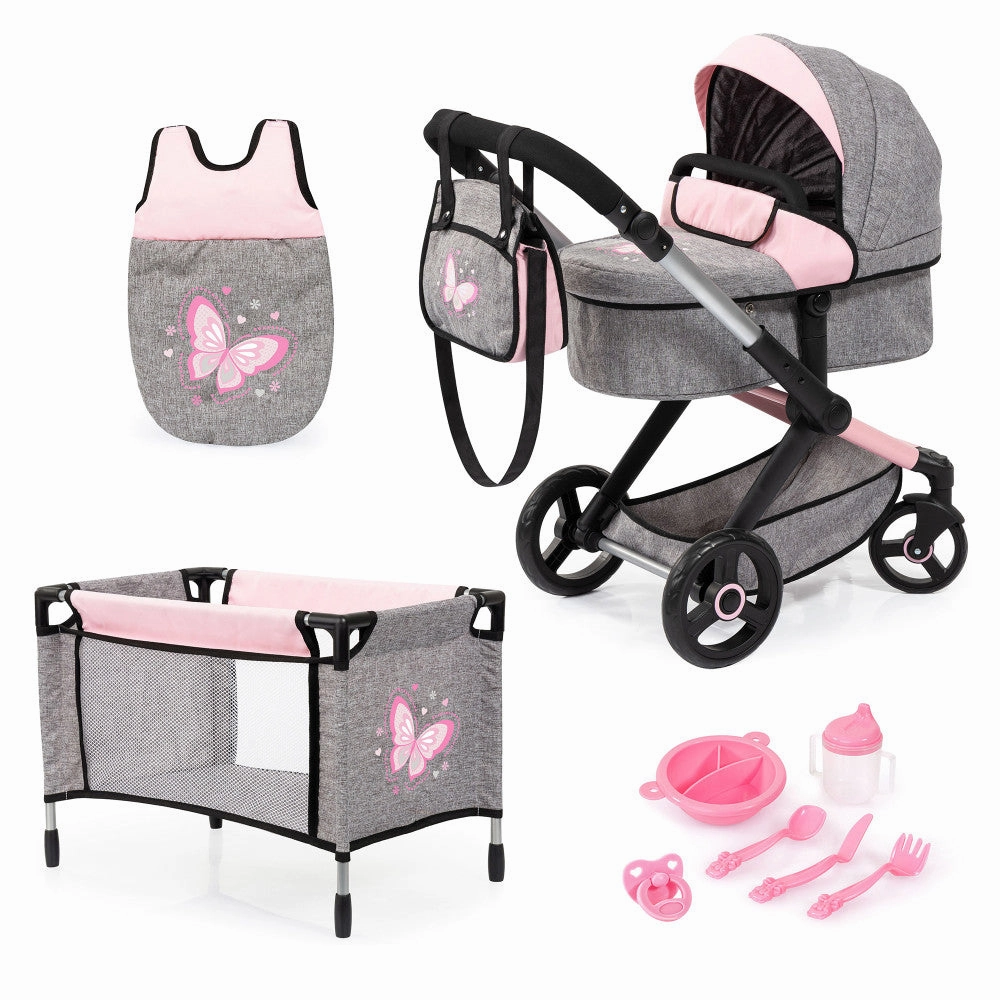 Bayer Design Fairy-Themed Doll Pram and Care Set - 10 Piece Mega Set
