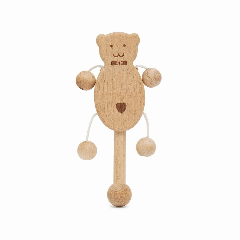 Bear Shaped Wooden Rattle and Teether