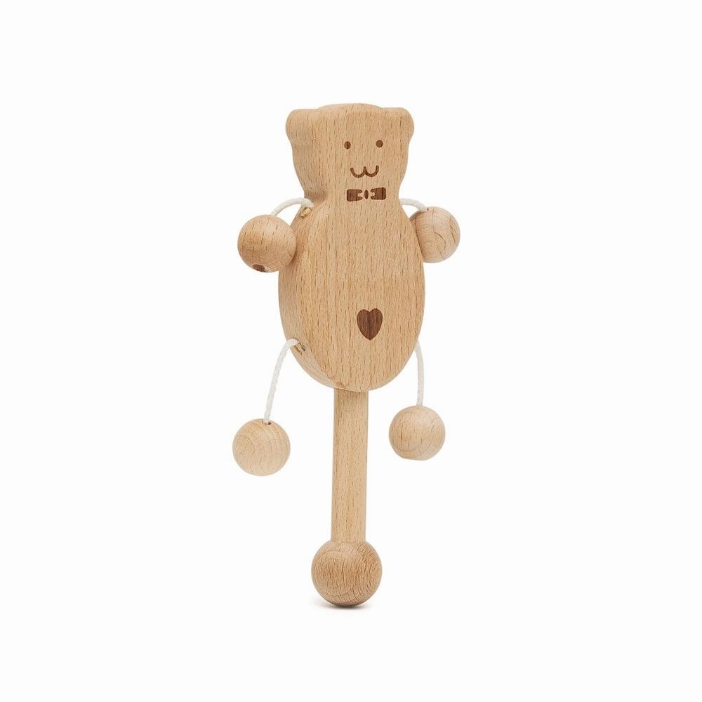 Bear Shaped Wooden Rattle and Teether