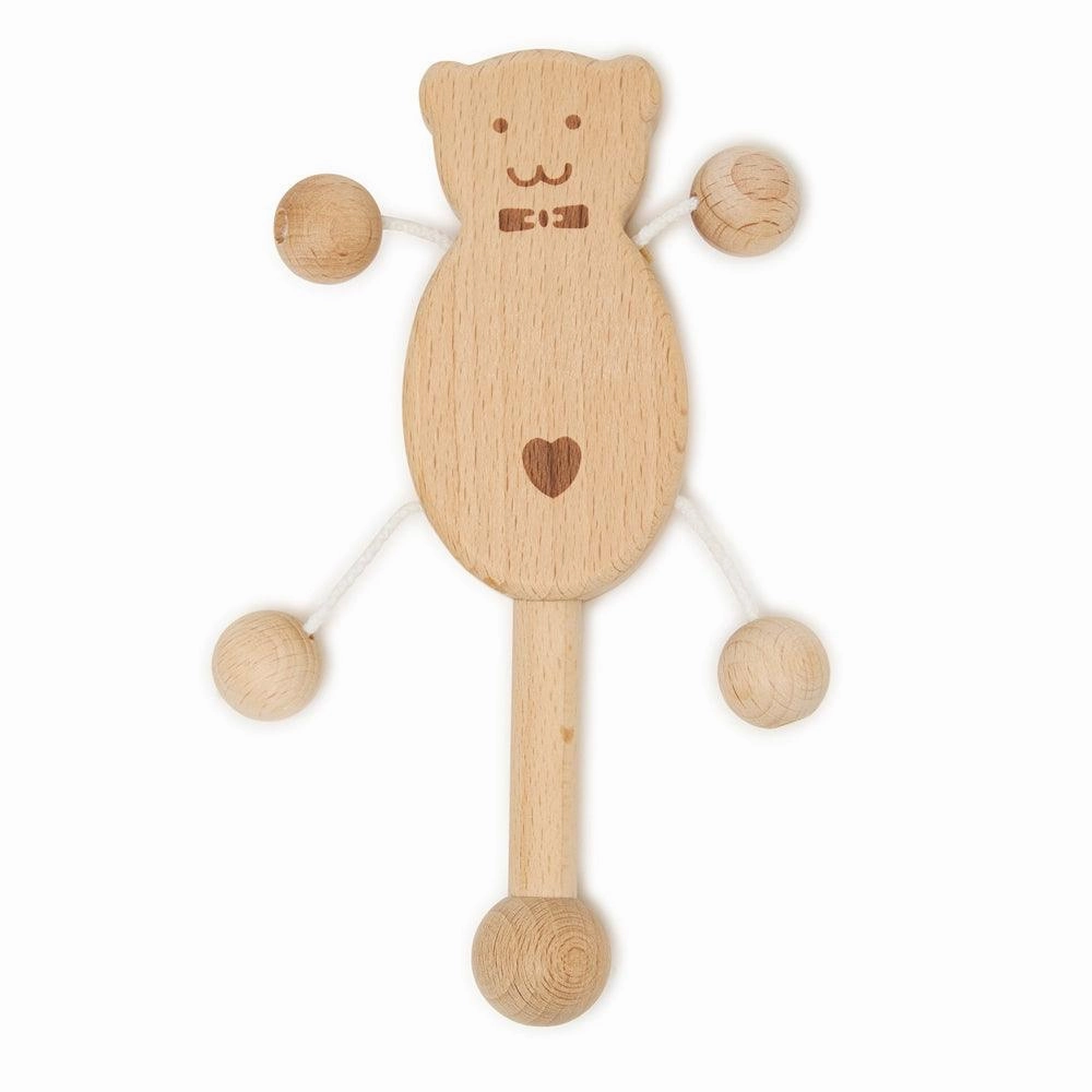Bear Shaped Wooden Rattle and Teether