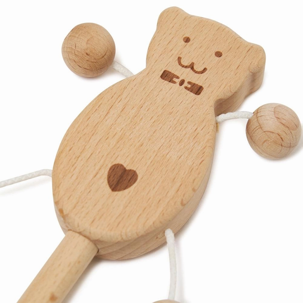 Bear Shaped Wooden Rattle and Teether