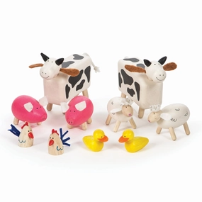 Bigjigs Toys Wooden Farm Animals Set  10 Piece Collection