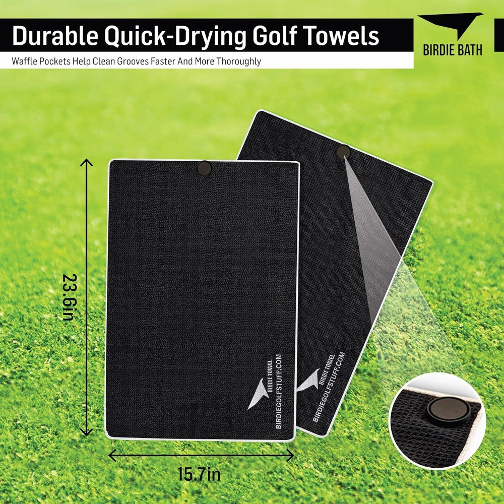 Birdie Golf: Birdie Bath - Black Magnetic Golf Towel with Premium Microfiber