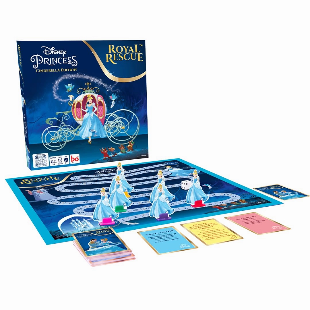 BO Games Royal Rescue, Cinderella Edition | Roll The Die: Fun Board Game with Cards and Riddles for Kids | Ages 3 and Up