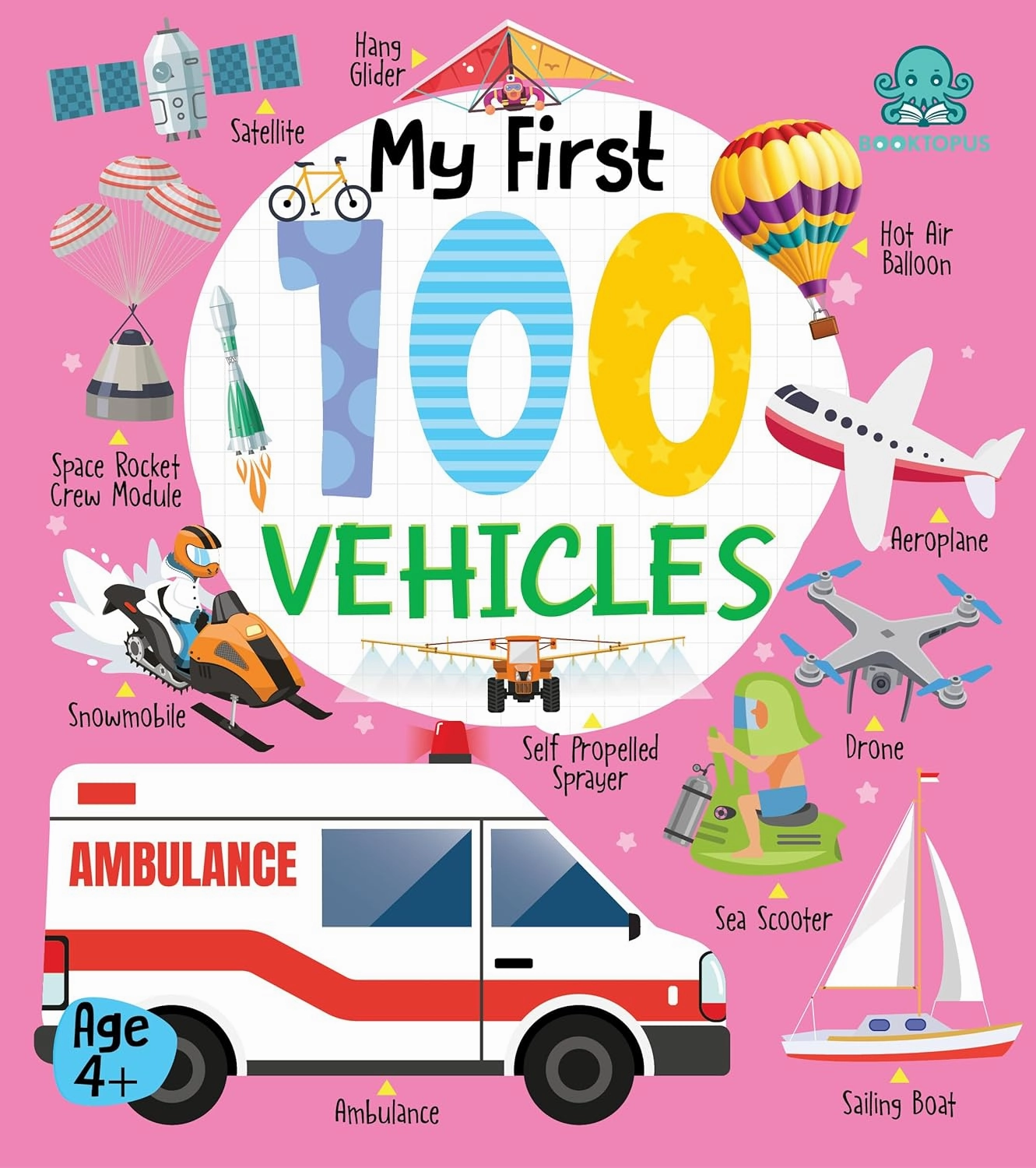 Booktopus Board Book - My First 100 Vehicles - Early Learning Picture Books for for Kids 4 