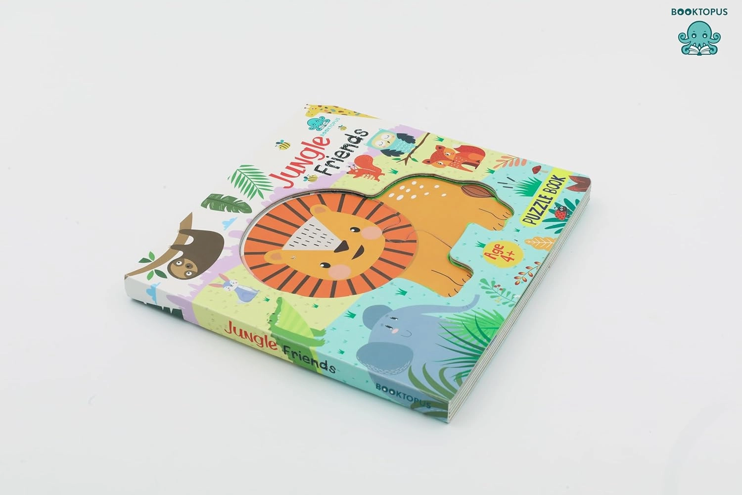 Booktopus Square Puzzle Board Book - Jungle Friends Learning Puzzle with Easy Grip Pieces - Educational Toys for Kids 4 