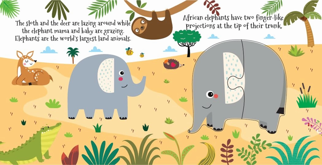 Booktopus Square Puzzle Board Book - Jungle Friends Learning Puzzle with Easy Grip Pieces - Educational Toys for Kids 4 