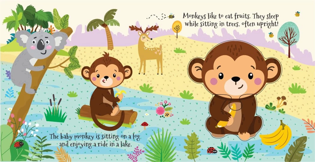 Booktopus Square Puzzle Board Book - Jungle Friends Learning Puzzle with Easy Grip Pieces - Educational Toys for Kids 4 